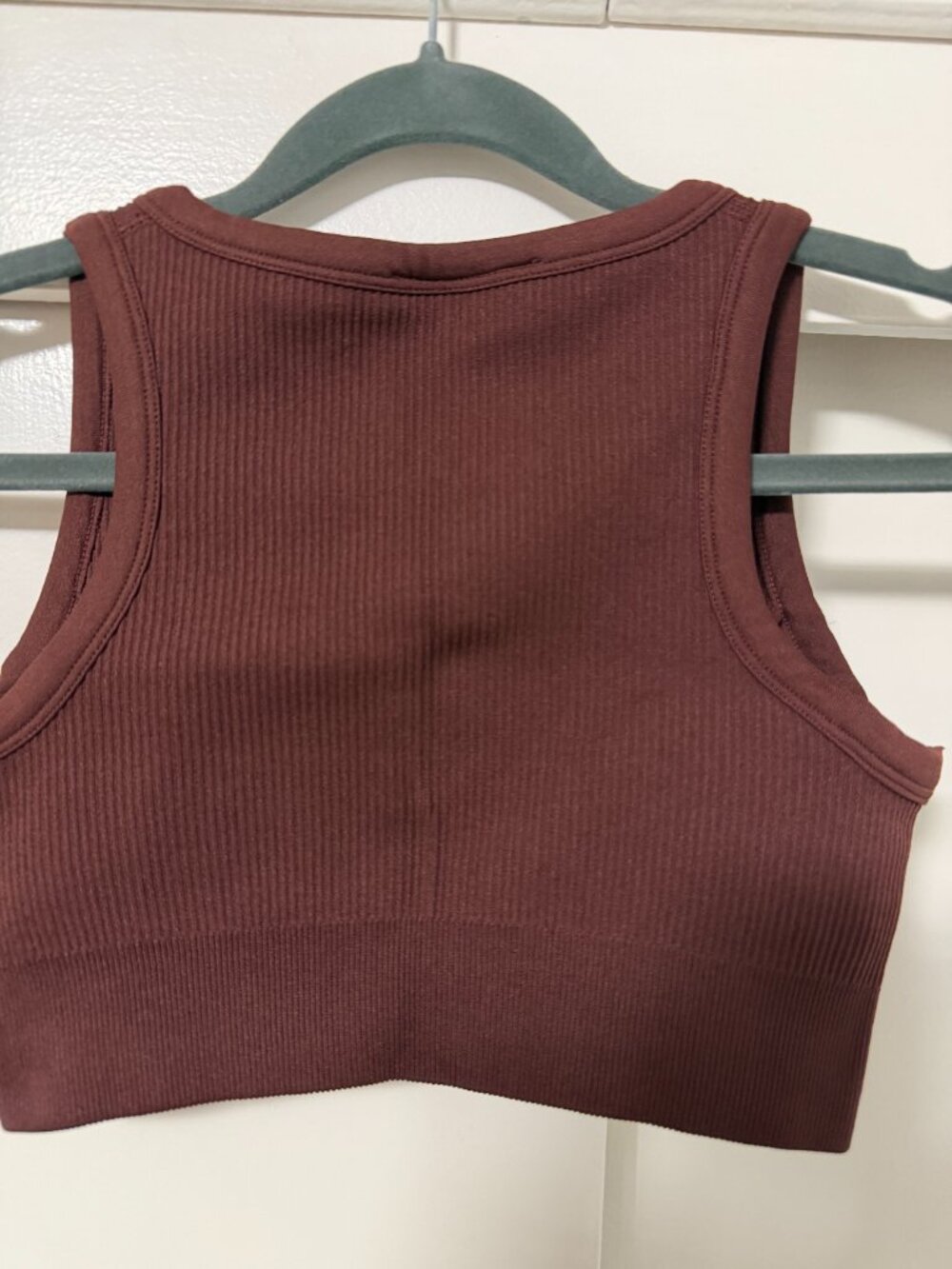 Bo+Tee Women's Ribbed Sports Bra Top in Dark Brown in Dark Brown - Picture 4 of 5